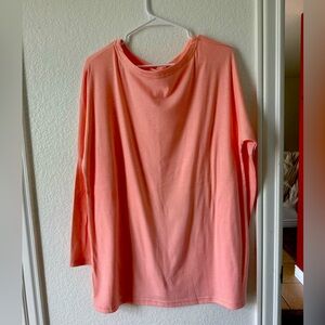Peach colored long, soft, yoga pants, friendly tunic